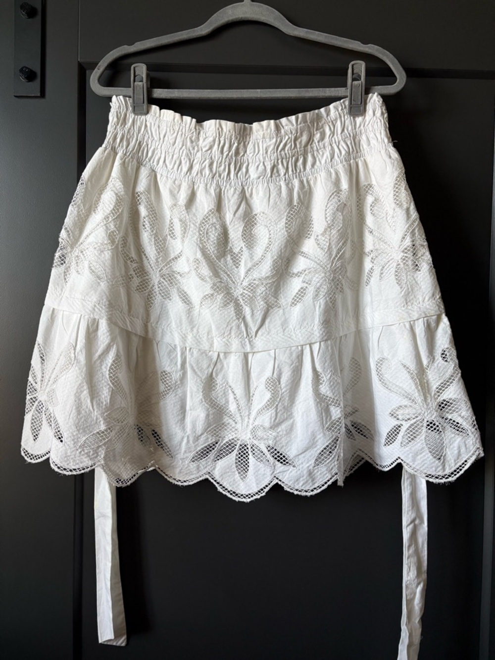 NWT Anthropologie White Eyelet Tiered Mini Skirt